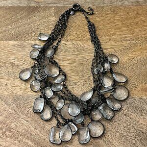 J. Crew clear lucite gunmetal chunky statement bib necklace special occasion